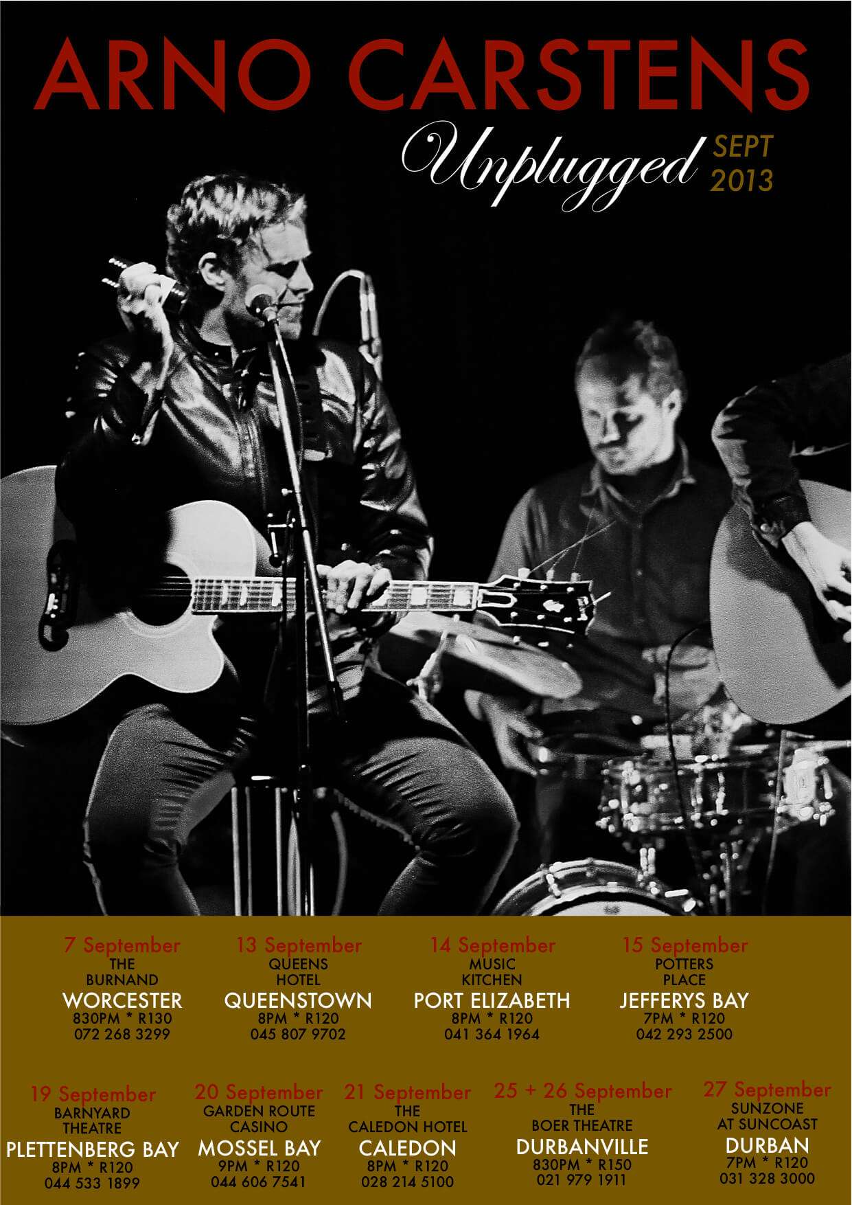 ARNO CARSTENS UNPLUGGED TOUR POSTER SEPT 2013